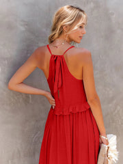 Razz Ruffled Tiered Maxi Dress with Pockets