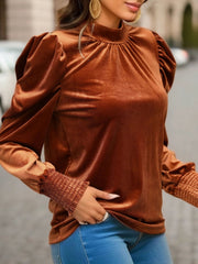 Gia Mock Neck Puff Sleeve Blouse