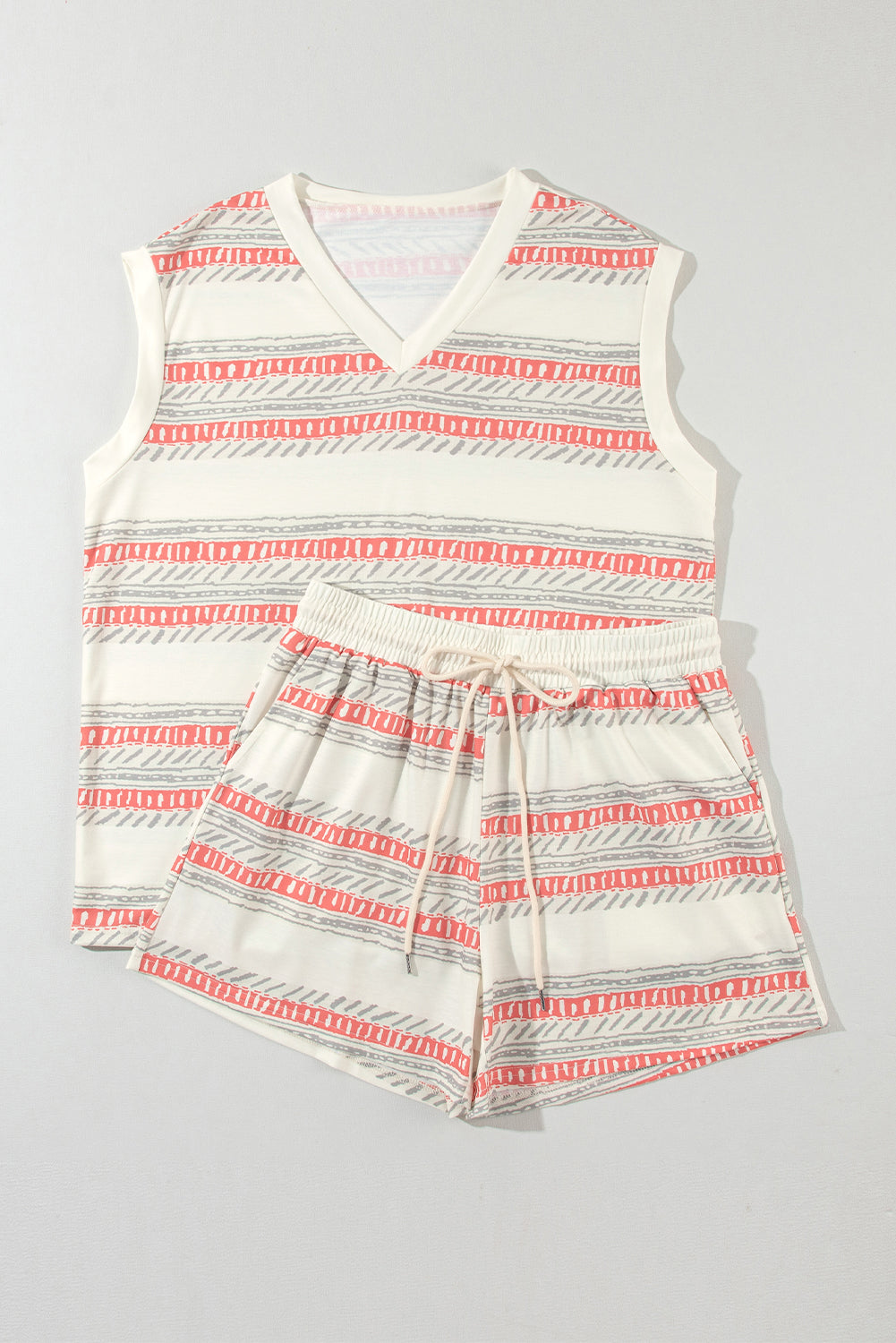 Albany V-Neck Top and Drawstring Shorts Set