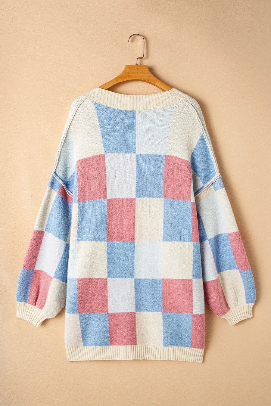 Color Block Open Front Long Sleeve Cardigan