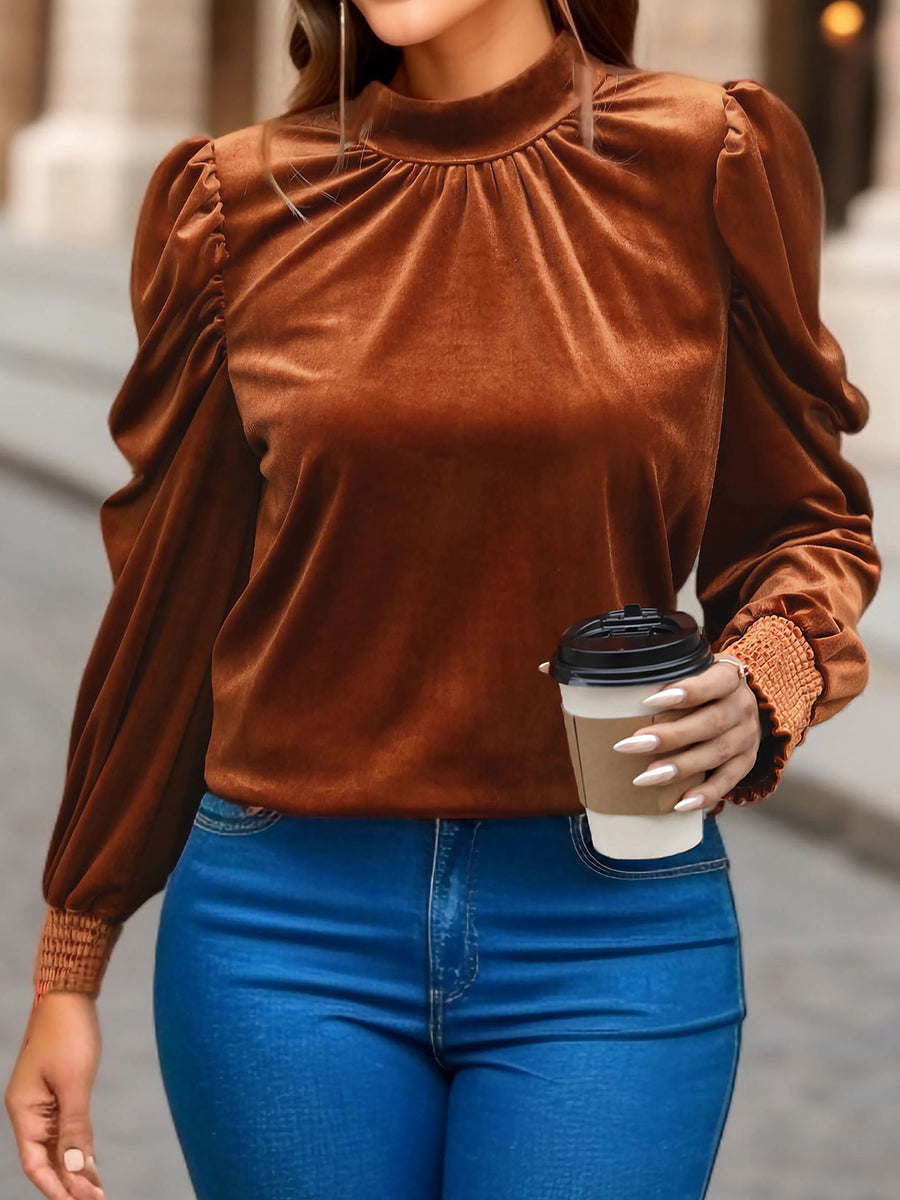 Gia Mock Neck Puff Sleeve Blouse