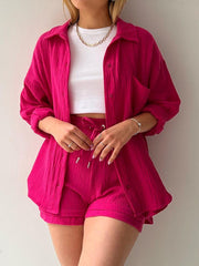 Tonya Button Up Shorts Set