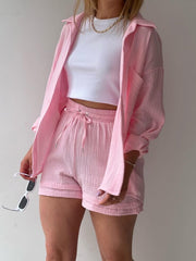 Tonya Button Up Shorts Set