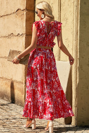 Ava Printed Cropped Top and Maxi Skirt Set