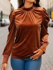 Gia Mock Neck Puff Sleeve Blouse