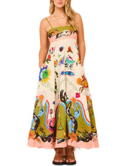 Winnie Cotton/Linen Graffiti Swing Dress