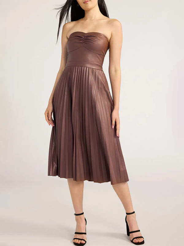 Silly Cat pleated leather dress