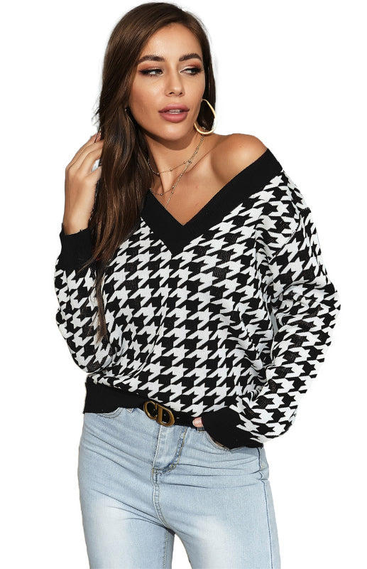 Nelly Knit Houndstooth Sweater