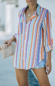 Sweet Enough Linen Button-down Striped Shirt