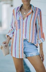 Sweet Enough Linen Button-down Striped Shirt