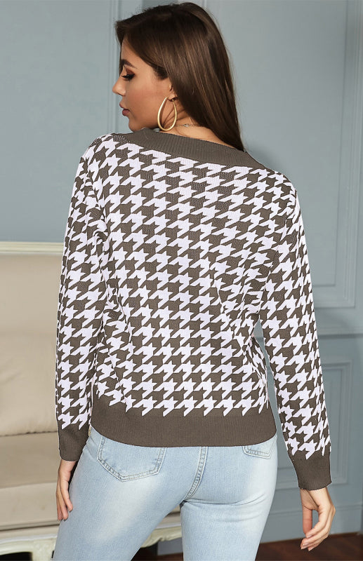 Nelly Knit Houndstooth Sweater