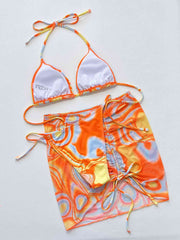 Miami Multi-colored Ruched Three-Piece Swim Set