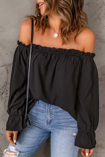 Fringilla Off-Shoulder Flounce Sleeve Blouse