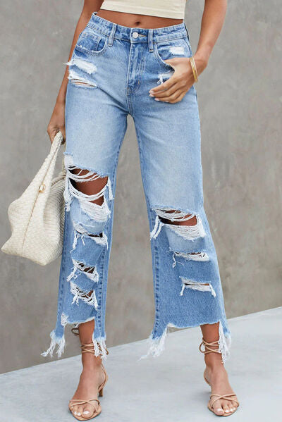 Dylan Distressed Raw Hem Jeans