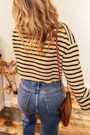 In Bloom Striped Cropped Sweater