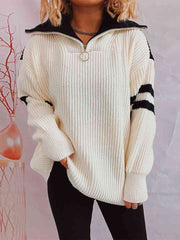 Rookie Ribbed Two-Tone Half Zip Sweater