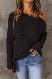 Double Trouble Ribbed One-Shoulder Sweater