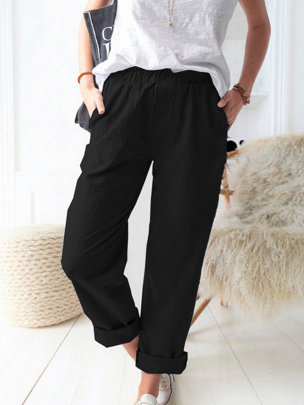 Wednesday Leisure Elastic Waist Straight Trousers