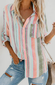 Sweet Enough Linen Button-down Striped Shirt