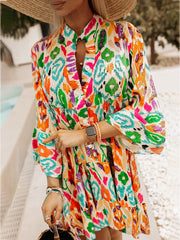 Summer Bliss Printed Long Sleeve Dress