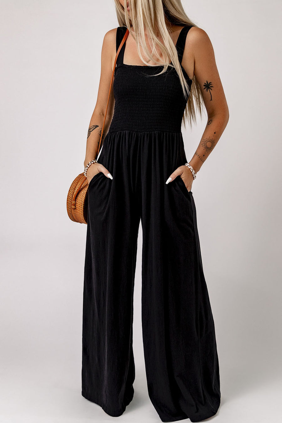 Sasha Smocked Wide Leg Jumpsuit