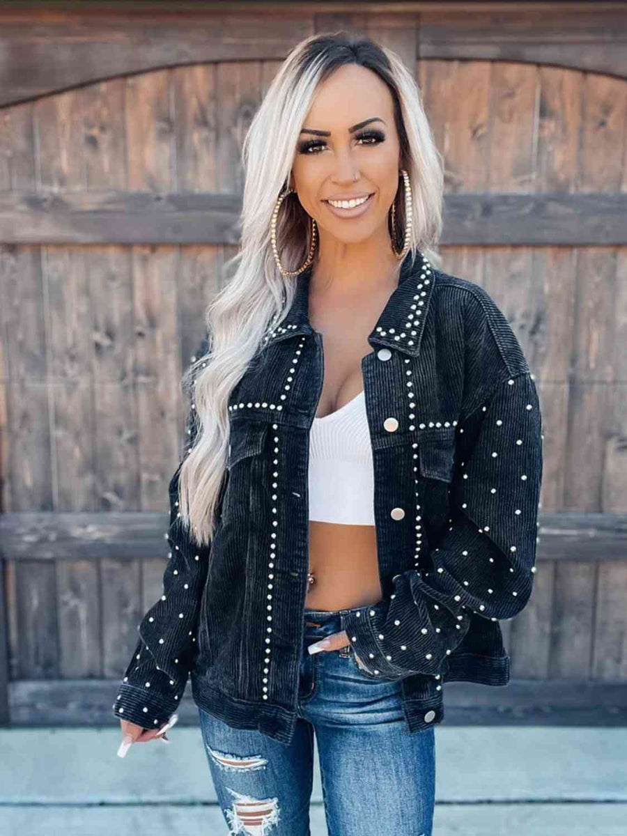 Smitten Studded Button-Down Jacket