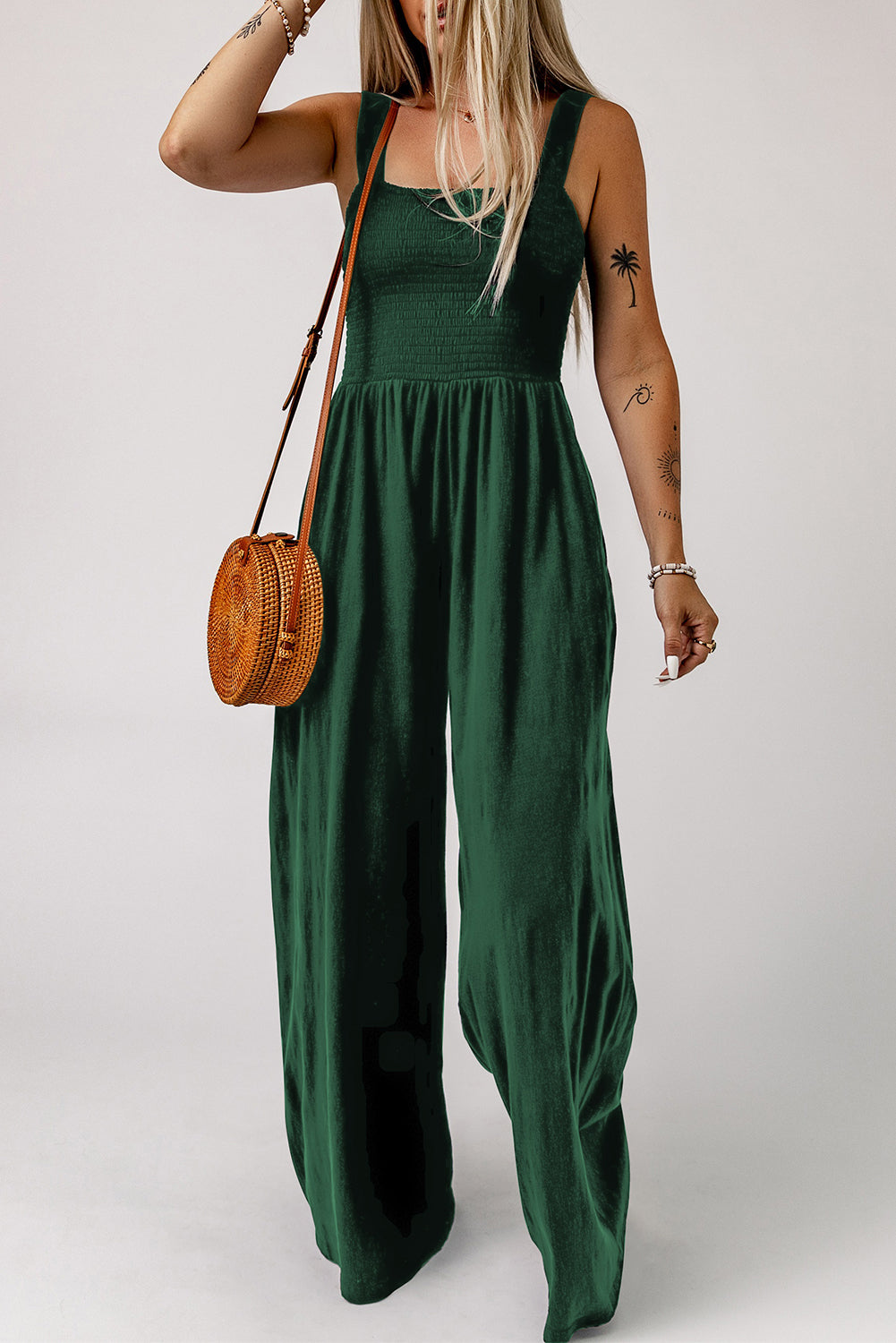 Sasha Smocked Wide Leg Jumpsuit