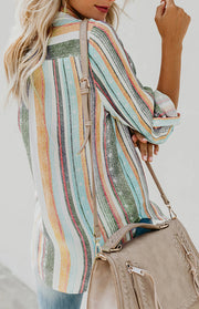 Sweet Enough Linen Button-down Striped Shirt