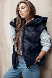 Clarence Zip Up Hooded Vest Coat