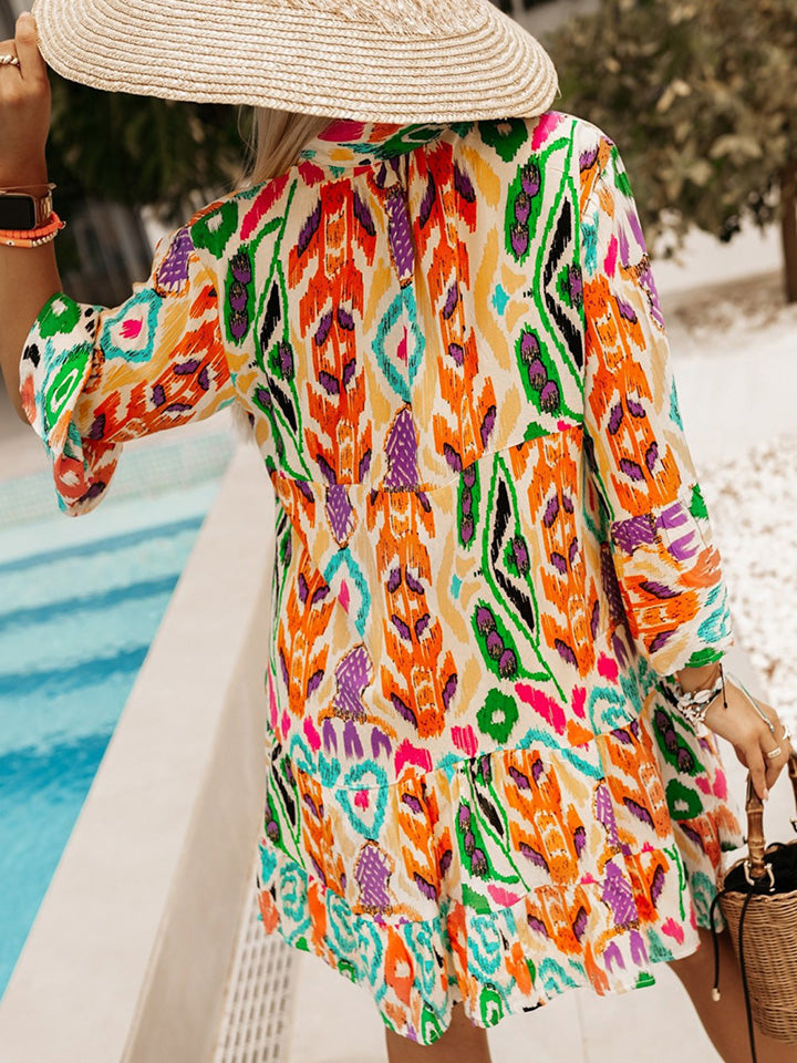 Summer Bliss Printed Long Sleeve Dress