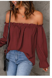 Fringilla Off-Shoulder Flounce Sleeve Blouse