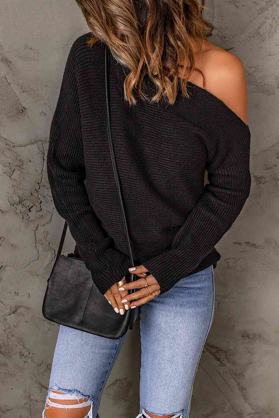 Double Trouble Ribbed One-Shoulder Sweater