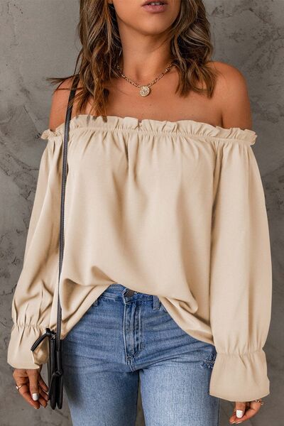 Fringilla Off-Shoulder Flounce Sleeve Blouse