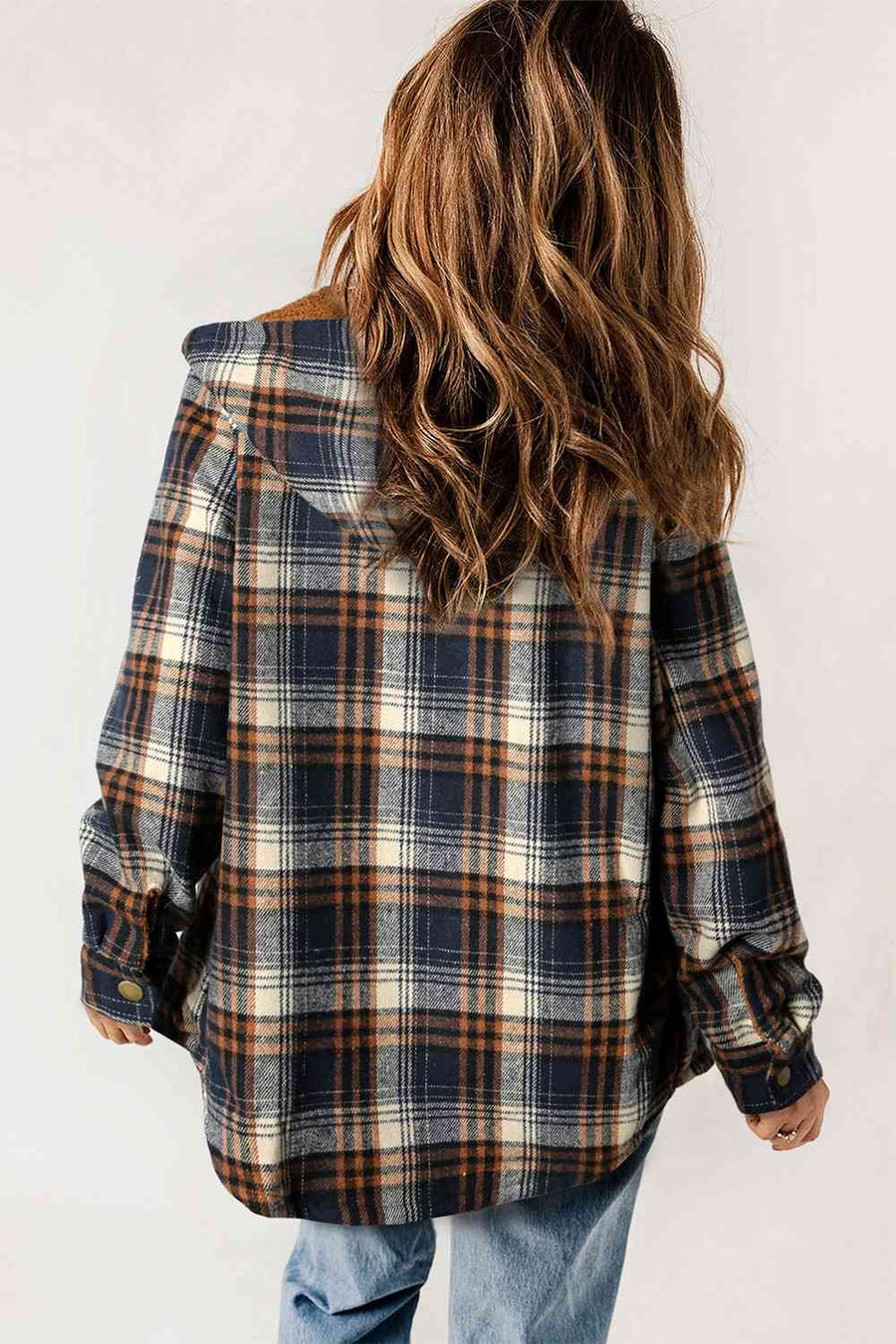 Sweet Pea Plaid Snap Down Hooded Jacket