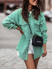 Houndstooth Button Up Dropped Shoulder Jacket