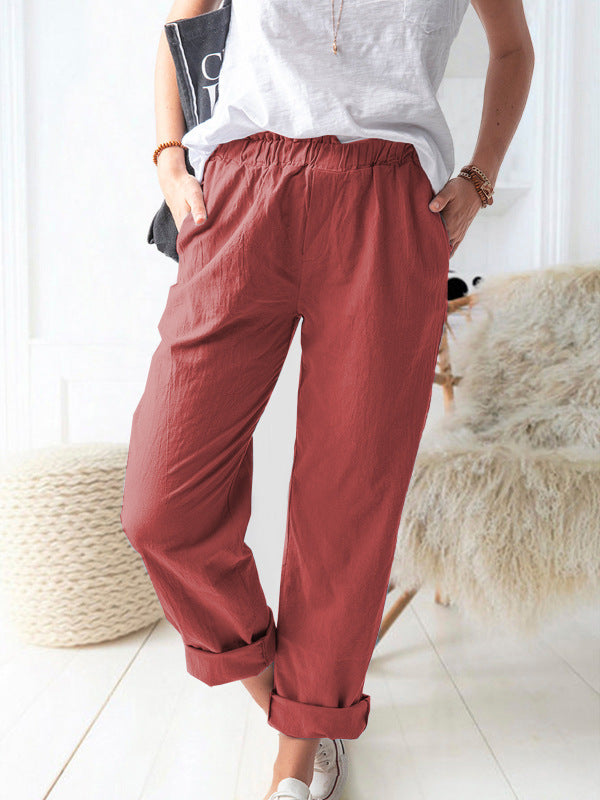 Wednesday Leisure Elastic Waist Straight Trousers