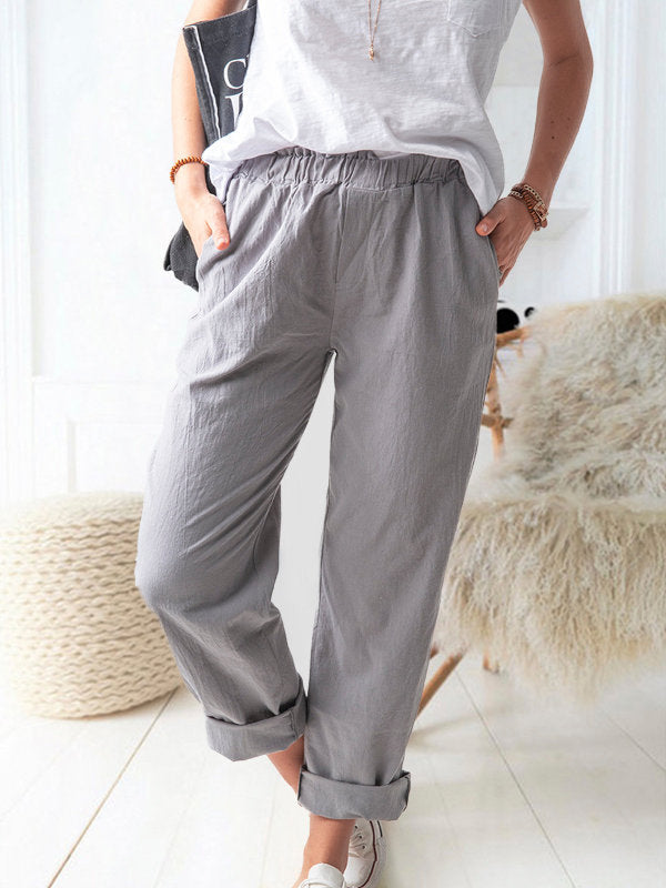 Wednesday Leisure Elastic Waist Straight Trousers