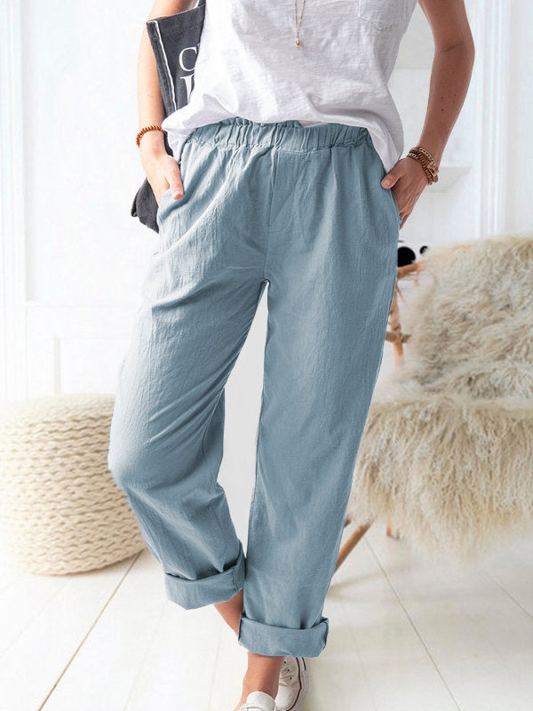 Wednesday Leisure Elastic Waist Straight Trousers