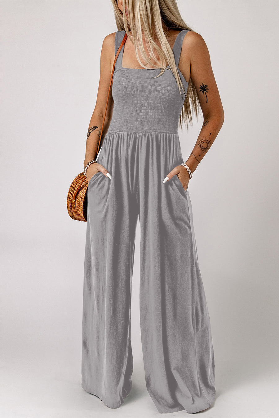 Sasha Smocked Wide Leg Jumpsuit