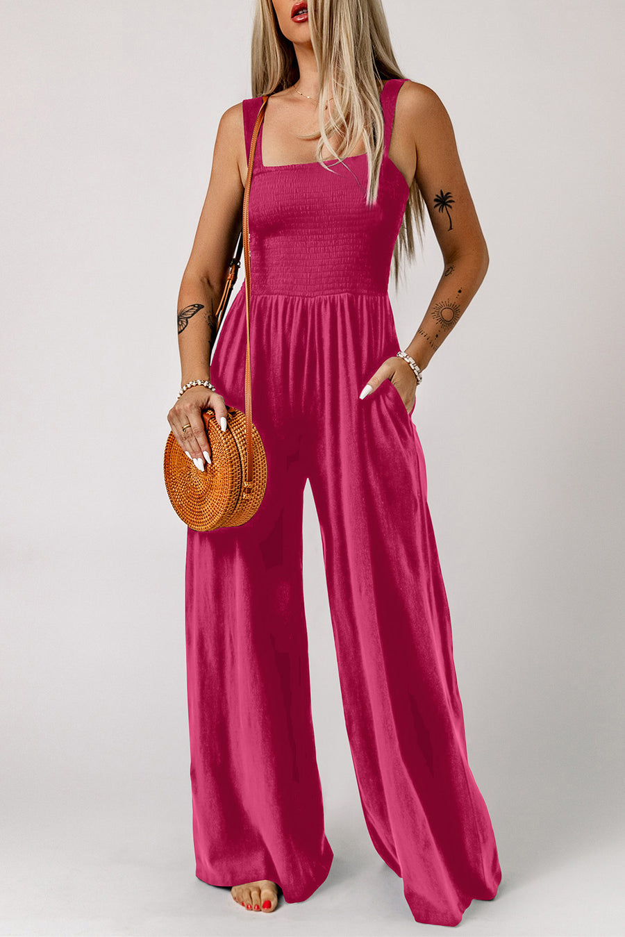 Sasha Smocked Wide Leg Jumpsuit