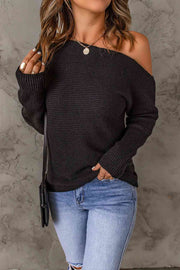 Double Trouble Ribbed One-Shoulder Sweater