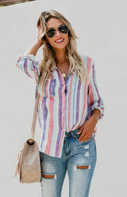 Sweet Enough Linen Button-down Striped Shirt