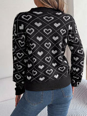 Heart to Heart Pattern V-Neck Sweater