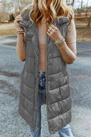 Kae Longline Hooded Sleeveless Puffer Vest