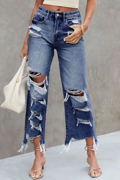 Dylan Distressed Raw Hem Jeans