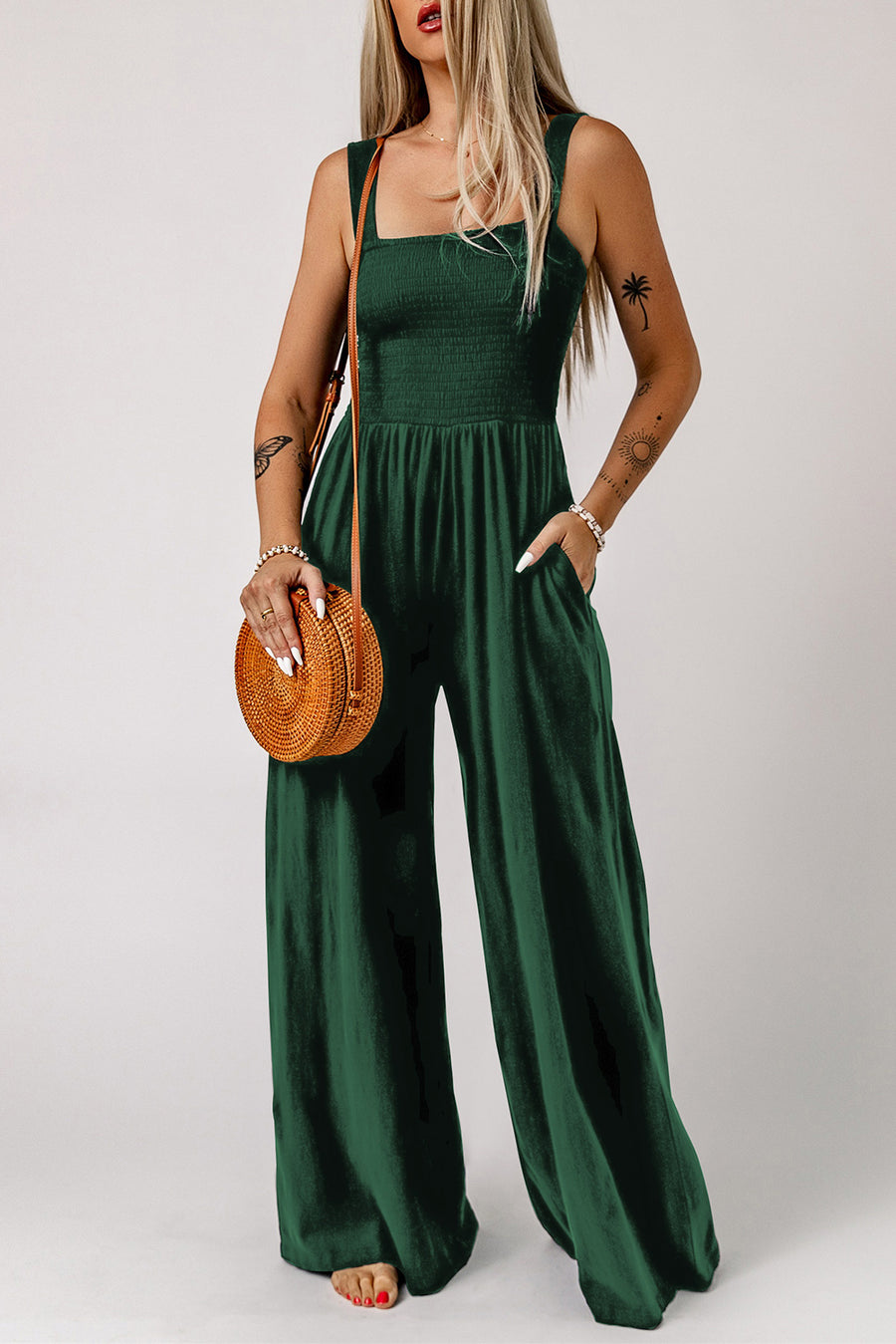 Sasha Smocked Wide Leg Jumpsuit