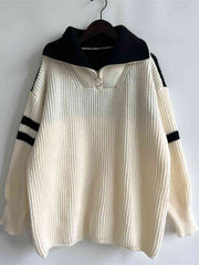 Rookie Ribbed Two-Tone Half Zip Sweater