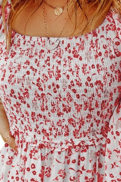 Hello Dolly Smocked Floral Balloon Sleeve Dress