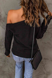 Double Trouble Ribbed One-Shoulder Sweater