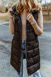 Kae Longline Hooded Sleeveless Puffer Vest